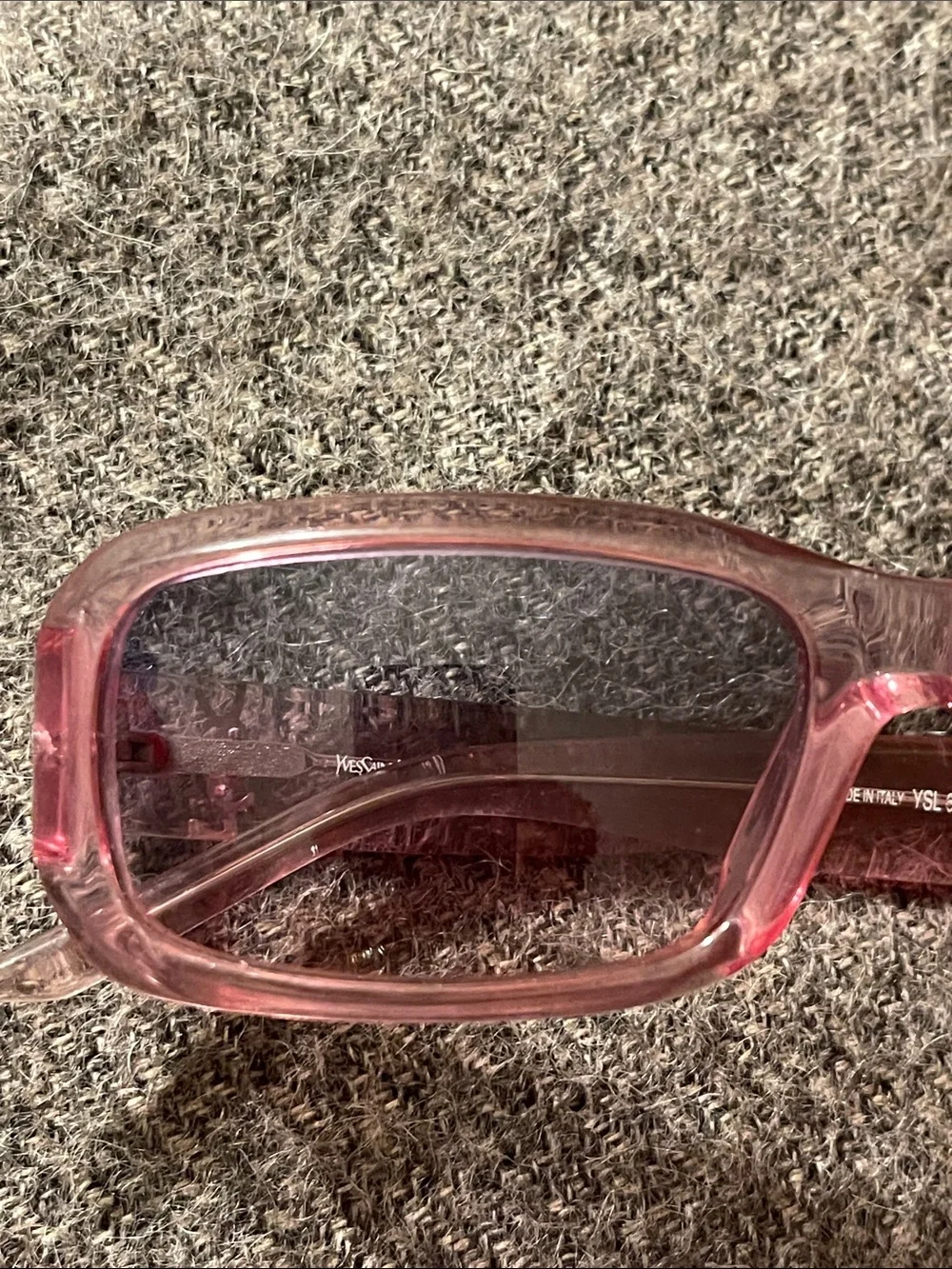 YSL Women Sunglasses (1998) Translucent Pink Yves Saint Laurent Vintage 1990s